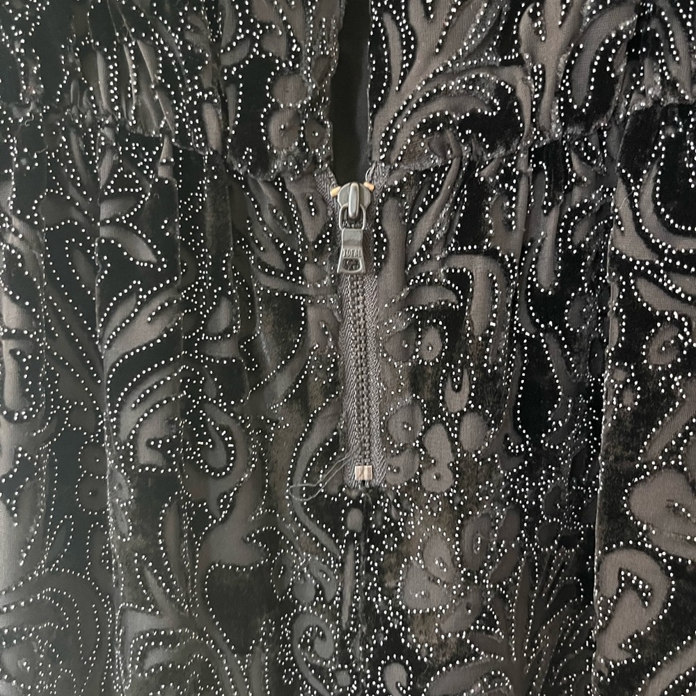 Stunning Alice and Olivia black velvet lace beaded dress - Picture 5 of 6